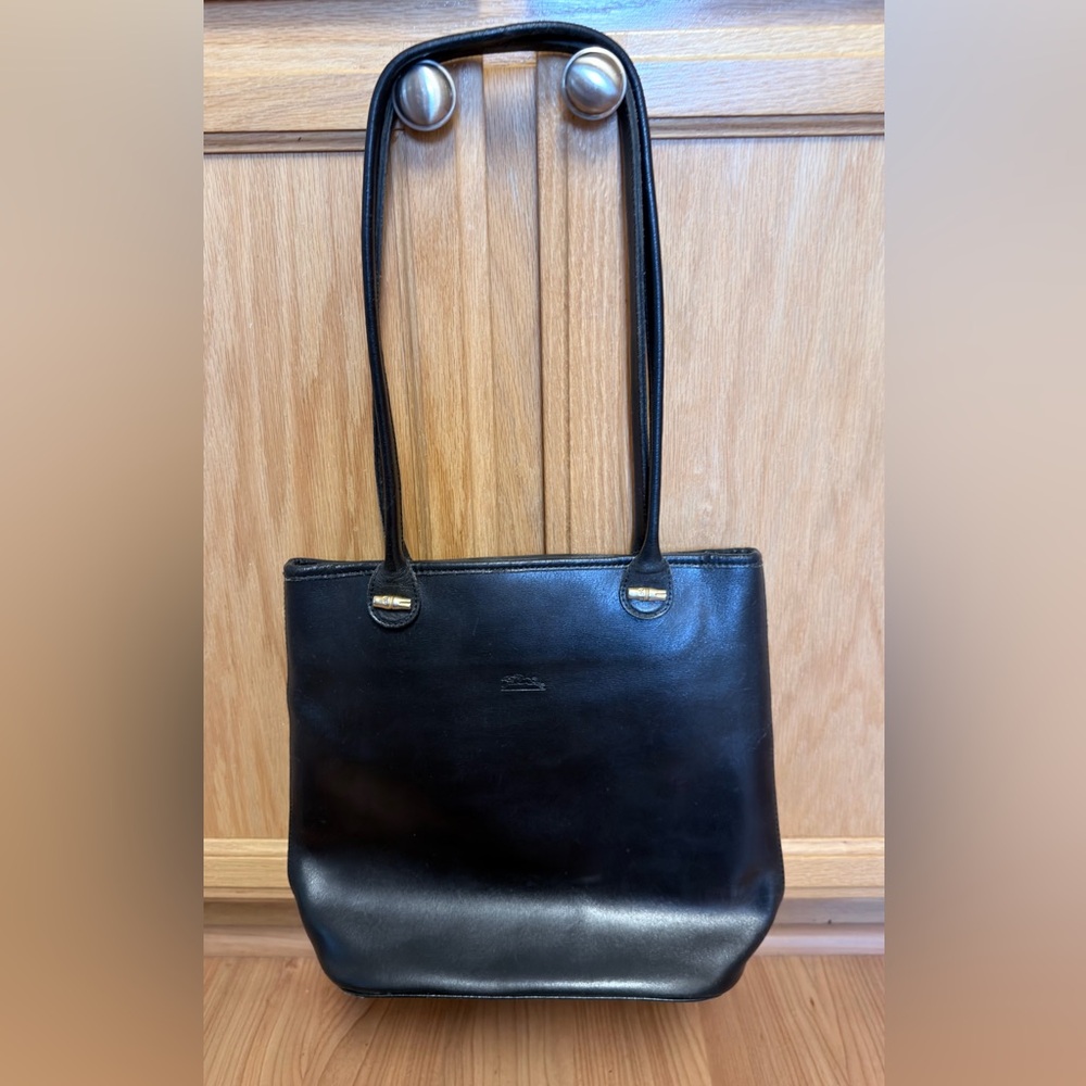 Longchamp Black Leather Tote Bag